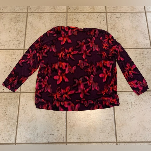 Addition Elle 3X Purple & Pink Abstract Print Long Sleeve Top - Picture 4 of 7